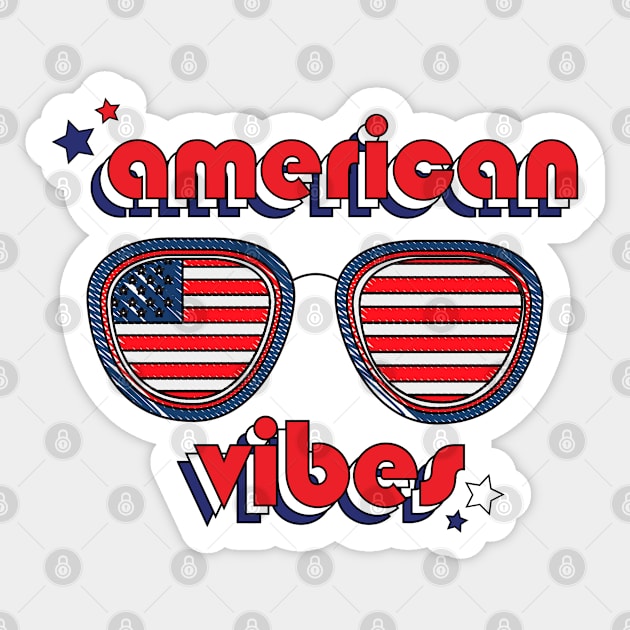 4th of July - American Vibes - Vintage Retro Style Sticker by Design By Leo